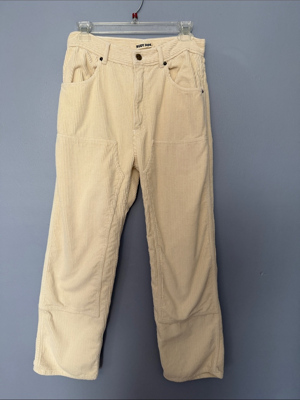 Rudy Jude Corduroy Utility Jeans Size 3 US 30 Cream Workwear Carpenter